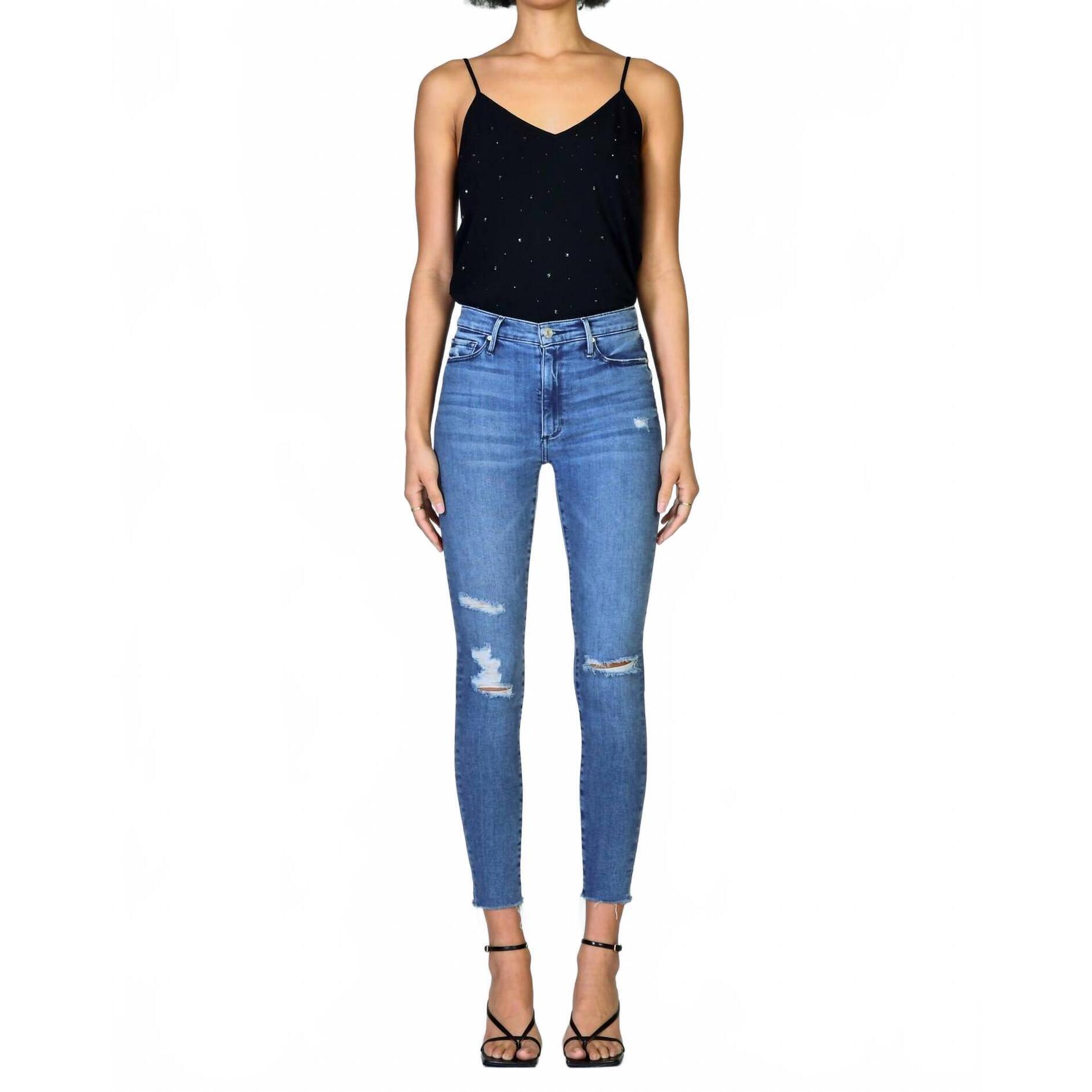New Black Orchid Carmen High Rise Ankle Fray Jean In Jazz It Up